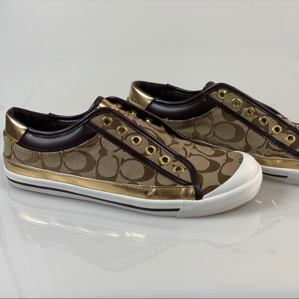 Coach Felix Slip-ons Sneakers 8.5B Gold/Khaki